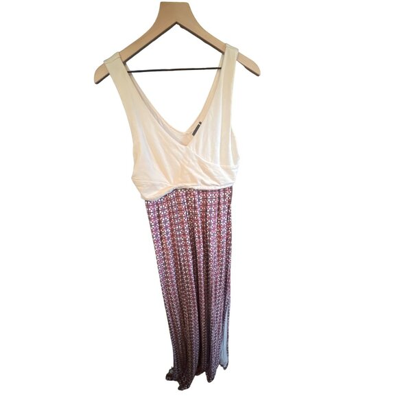 Maeve Anthropologie Elysian Maxi Dress Sleeveless Cross front V-Neck Geo Sz Smal - Picture 3 of 6